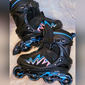 Kids Roller Skates with Blue and Pink Accents